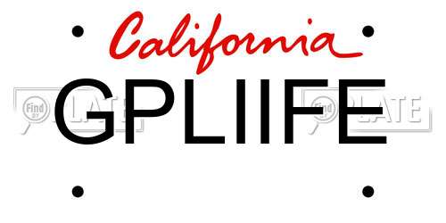 GPLIIFE California License Plate