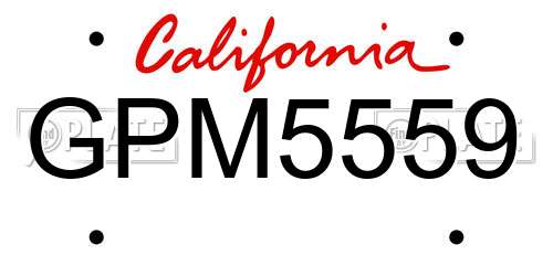 GPM5559 California License Plate