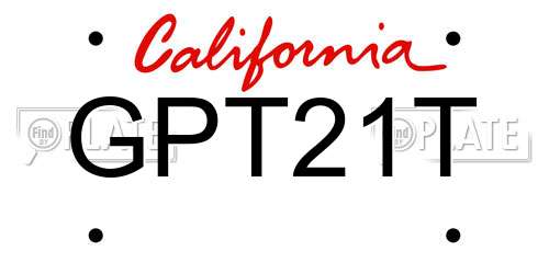 GPT21T California License Plate