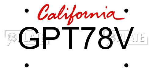 GPT78V California License Plate