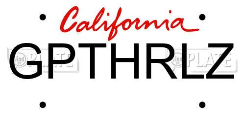 GPTHRLZ California License Plate