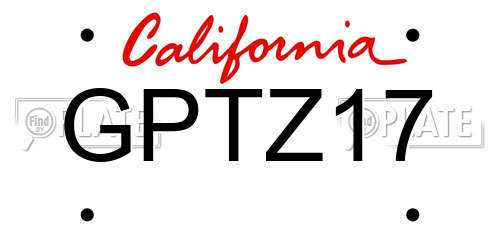 GPTZ17 California License Plate