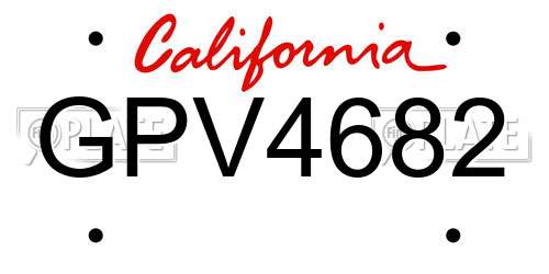 GPV4682 California License Plate