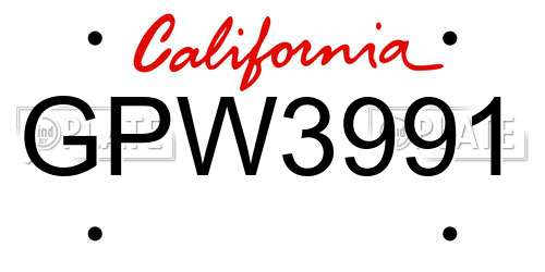 GPW3991 California License Plate