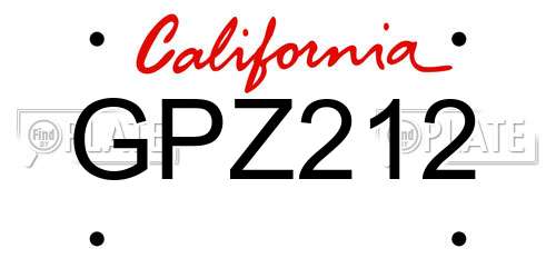 GPZ212 California License Plate
