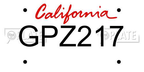 GPZ217 California License Plate