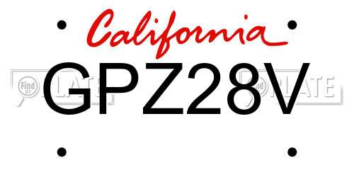 GPZ28V California License Plate