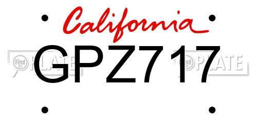 GPZ717 California License Plate