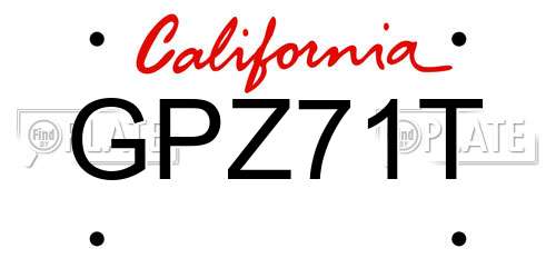 GPZ71T California License Plate