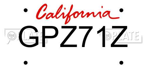 GPZ71Z California License Plate