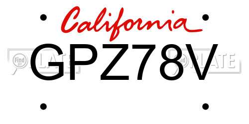 GPZ78V California License Plate