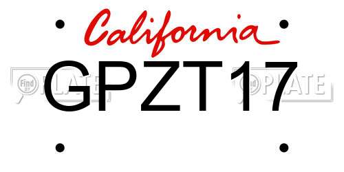 GPZT17 California License Plate