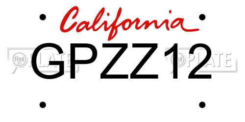 GPZZ12 California License Plate