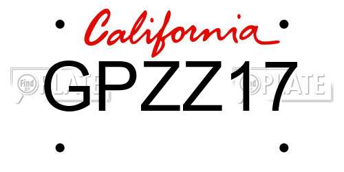 GPZZ17 California License Plate