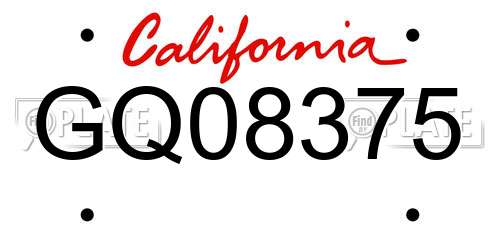 GQ08375 California License Plate