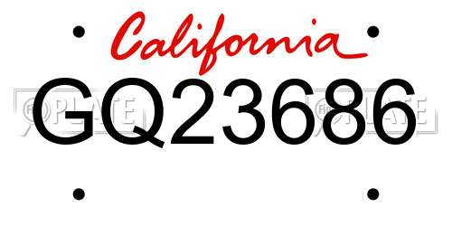 GQ23686 California License Plate