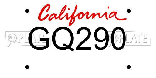GQ290 California License Plate