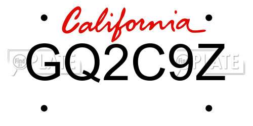 GQ2C9Z California License Plate