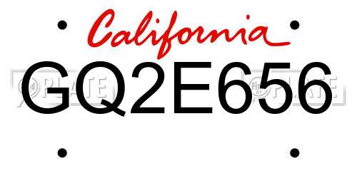 GQ2E656 California License Plate