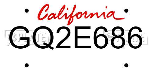 GQ2E686 California License Plate
