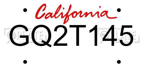 GQ2T145 California License Plate