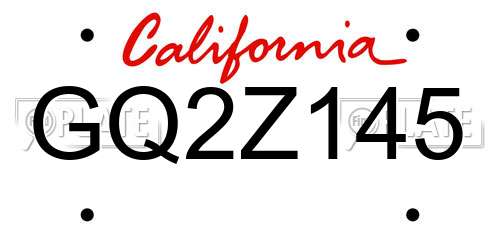 GQ2Z145 California License Plate