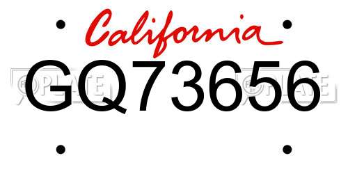 GQ73656 California License Plate