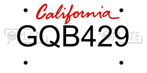 GQB429 California License Plate