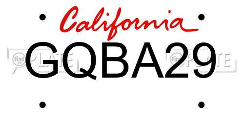 GQBA29 California License Plate