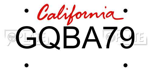 GQBA79 California License Plate