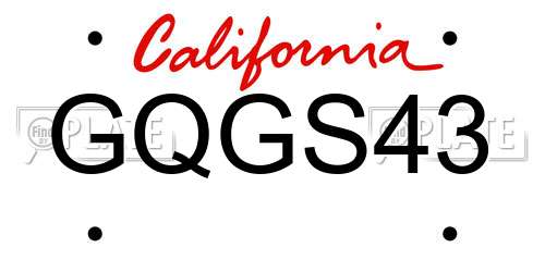 GQGS43 California License Plate