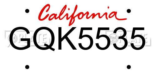 GQK5535 California License Plate