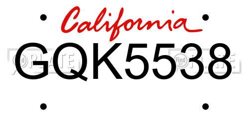 GQK5538 California License Plate