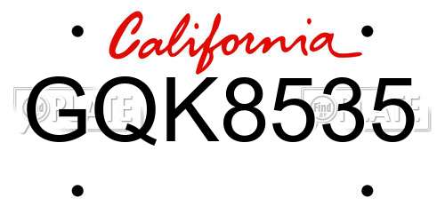 GQK8535 California License Plate