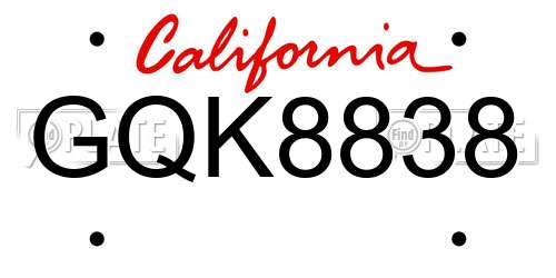 GQK8838 California License Plate