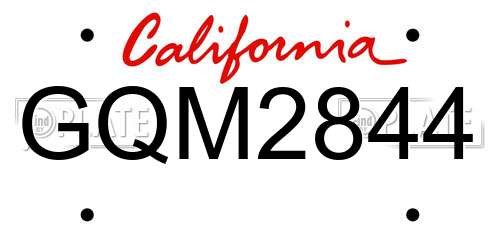 GQM2844 California License Plate
