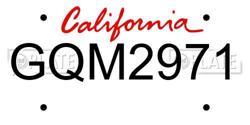 GQM2971 California License Plate