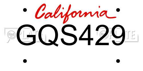 GQS429 California License Plate