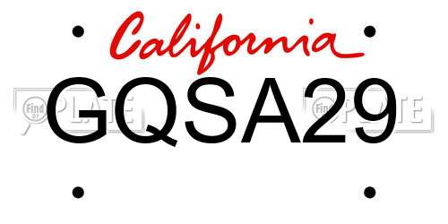 GQSA29 California License Plate