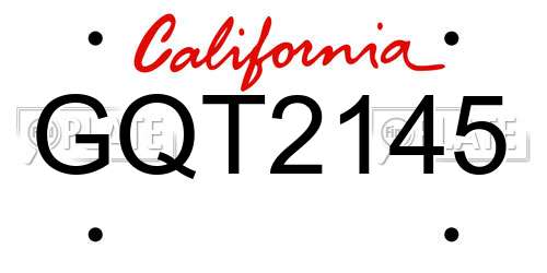 GQT2145 California License Plate