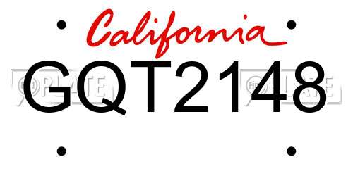 GQT2148 California License Plate