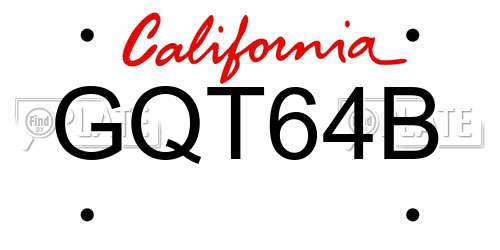 GQT64B California License Plate