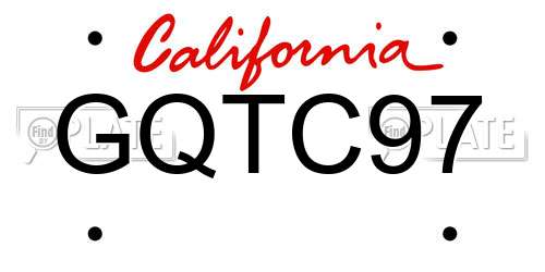 GQTC97 California License Plate