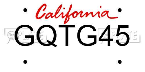 GQTG45 California License Plate