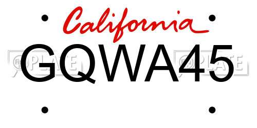 GQWA45 California License Plate