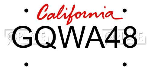 GQWA48 California License Plate