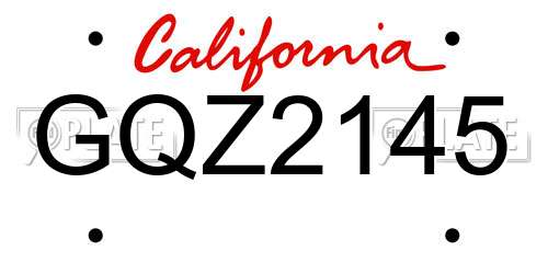 GQZ2145 California License Plate