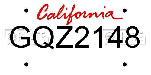 GQZ2148 California License Plate