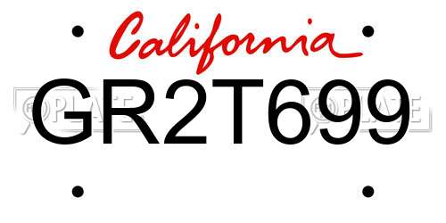 GR2T699 California License Plate