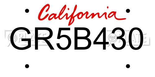 GR5B430 California License Plate